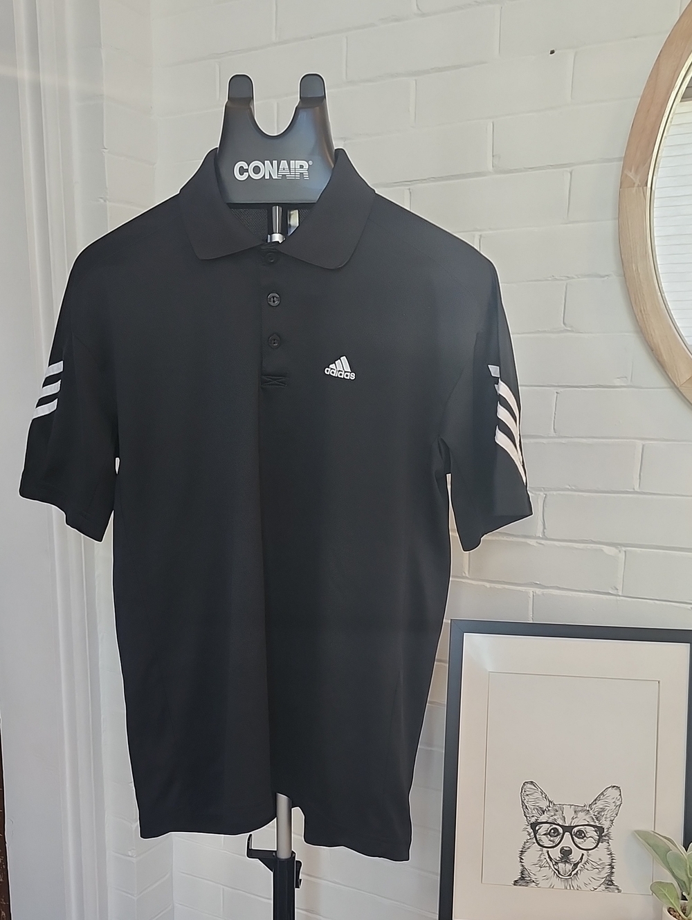 Adidas Black Polo, Mens Medium